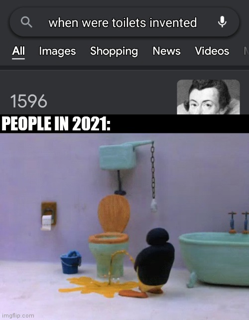 PEOPLE IN 2021: | image tagged in pingu pees over toilet | made w/ Imgflip meme maker