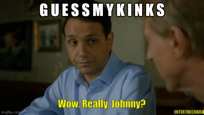 Really johnny? | G U E S S M Y K I N K S | image tagged in really johnny | made w/ Imgflip meme maker