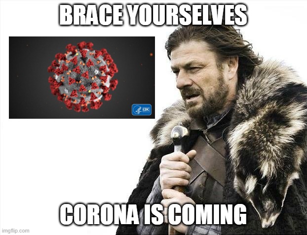 2020 | BRACE YOURSELVES; CORONA IS COMING | image tagged in memes,brace yourselves x is coming,coronavirus,2020 | made w/ Imgflip meme maker