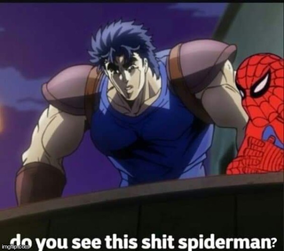 JoJo Do you see this shit Spider-Man? | image tagged in jojo do you see this shit spider-man | made w/ Imgflip meme maker