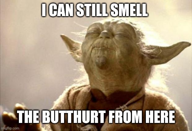 yoda smell | I CAN STILL SMELL THE BUTTHURT FROM HERE | image tagged in yoda smell | made w/ Imgflip meme maker