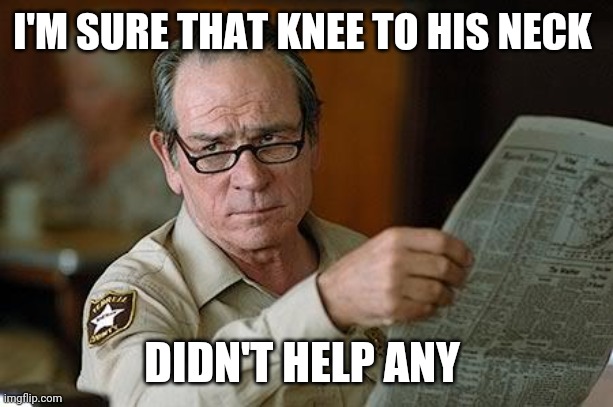 Really? | I'M SURE THAT KNEE TO HIS NECK DIDN'T HELP ANY | image tagged in really | made w/ Imgflip meme maker