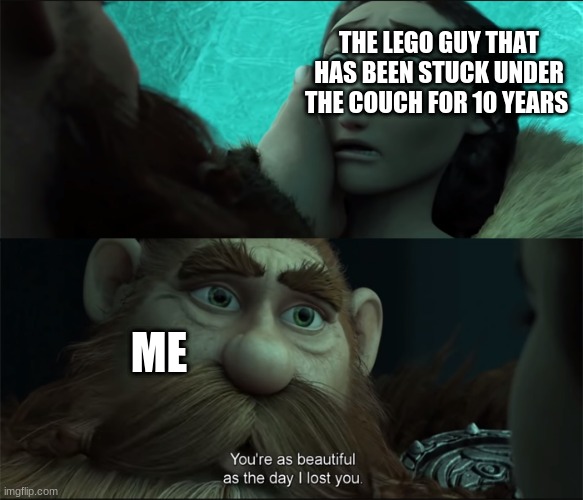 Beautiful as the Day I Lost You v2 | THE LEGO GUY THAT HAS BEEN STUCK UNDER THE COUCH FOR 10 YEARS; ME | image tagged in beautiful as the day i lost you v2 | made w/ Imgflip meme maker