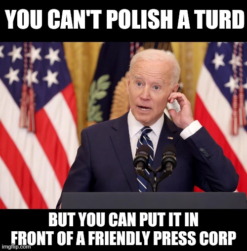 YOU CAN'T POLISH A TURD; BUT YOU CAN PUT IT IN FRONT OF A FRIENDLY PRESS CORP | image tagged in memes | made w/ Imgflip meme maker