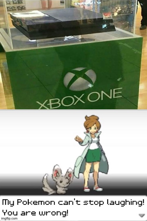 That's not an Xbox one... That's a PS4 | image tagged in my pokemon can't stop laughing you are wrong,memes,funny,you had one job,task failed successfully,xbox | made w/ Imgflip meme maker