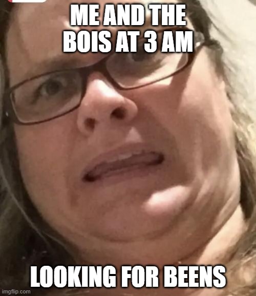 JEN | ME AND THE BOIS AT 3 AM; LOOKING FOR BEENS | image tagged in jen | made w/ Imgflip meme maker