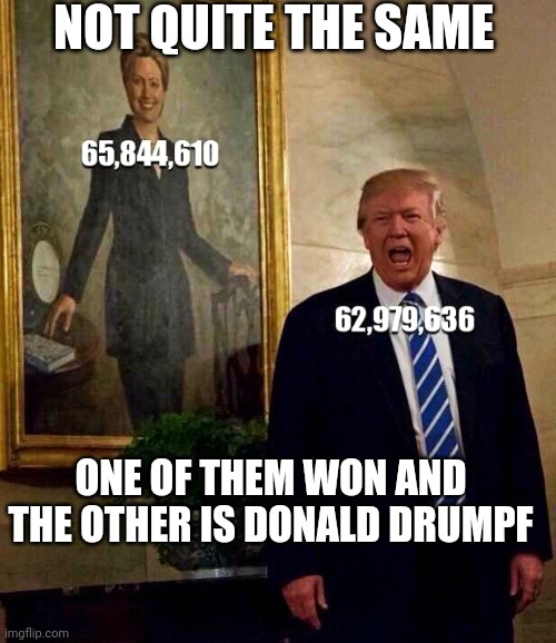 NOT QUITE THE SAME ONE OF THEM WON AND THE OTHER IS DONALD DRUMPF | made w/ Imgflip meme maker