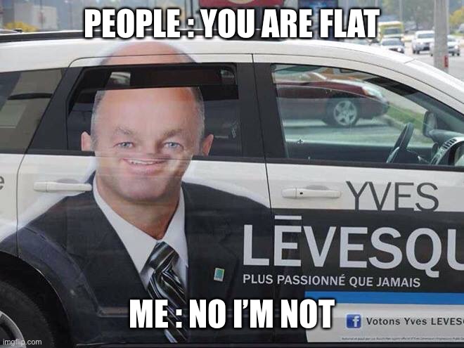 To flat | PEOPLE : YOU ARE FLAT; ME : NO I’M NOT | image tagged in funny | made w/ Imgflip meme maker
