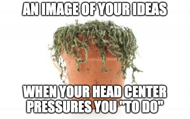 dead plant | AN IMAGE OF YOUR IDEAS; WHEN YOUR HEAD CENTER PRESSURES YOU "TO DO" | image tagged in dead plant | made w/ Imgflip meme maker