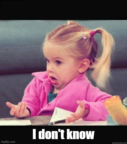 I dont know girl | I don't know | image tagged in i dont know girl | made w/ Imgflip meme maker