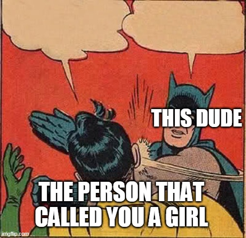 Batman Slapping Robin Meme | THE PERSON THAT CALLED YOU A GIRL THIS DUDE | image tagged in memes,batman slapping robin | made w/ Imgflip meme maker