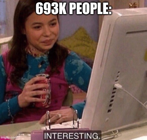 iCarly Interesting | 693K PEOPLE: | image tagged in icarly interesting | made w/ Imgflip meme maker