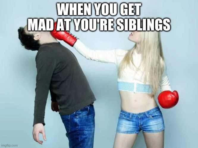 Punch | WHEN YOU GET MAD AT YOU'RE SIBLINGS | image tagged in punch | made w/ Imgflip meme maker