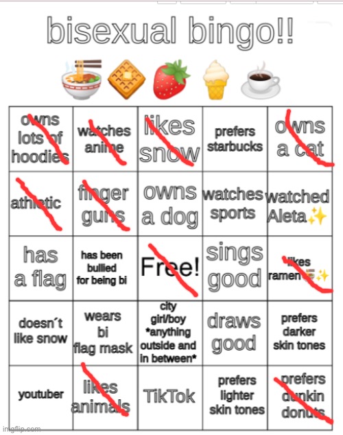 Bingo (revised) | image tagged in bi bingo | made w/ Imgflip meme maker