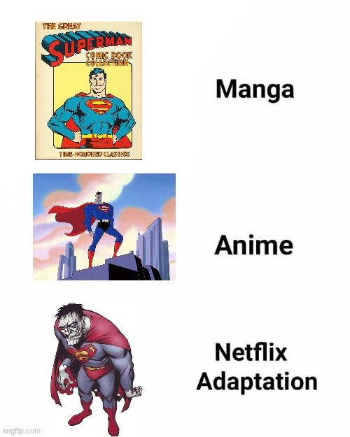 For Comic Book Fans | image tagged in manga anime netflix adaption | made w/ Imgflip meme maker