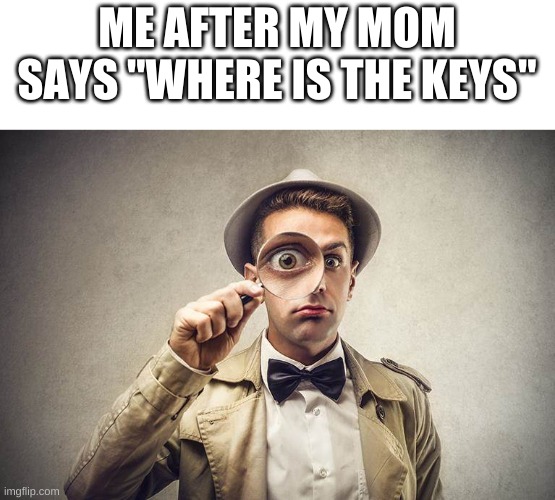 kids ig | ME AFTER MY MOM SAYS "WHERE IS THE KEYS" | image tagged in memes | made w/ Imgflip meme maker