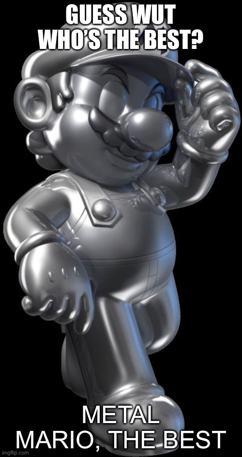 metal mario | GUESS WUT WHO’S THE BEST? METAL MARIO, THE BEST | image tagged in metal mario | made w/ Imgflip meme maker