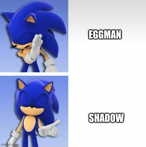 The Villain Or The Anti-Hero | EGGMAN; SHADOW | image tagged in sonic hotline bling,sonic,shadow,eggman,heroes and antiheroes,villains | made w/ Imgflip meme maker