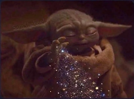 High Quality Baby Yoda Glitter Hand Blank Meme Template