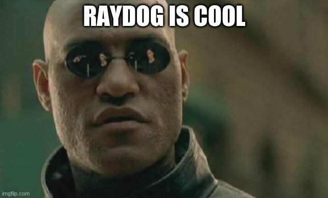 Raydog Is Cool, Go Follow Him(Unless You Already Did) | RAYDOG IS COOL | image tagged in memes,matrix morpheus,raydog | made w/ Imgflip meme maker
