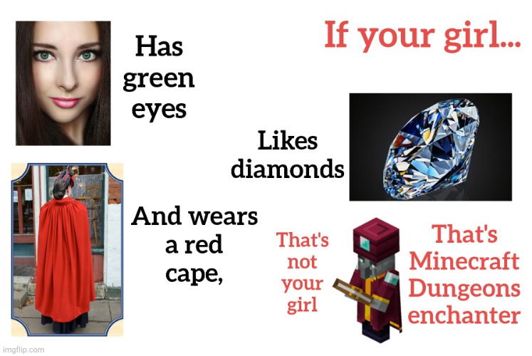 image tagged in thats not your girl,minecraft,minecraft dungeons,funny | made w/ Imgflip meme maker