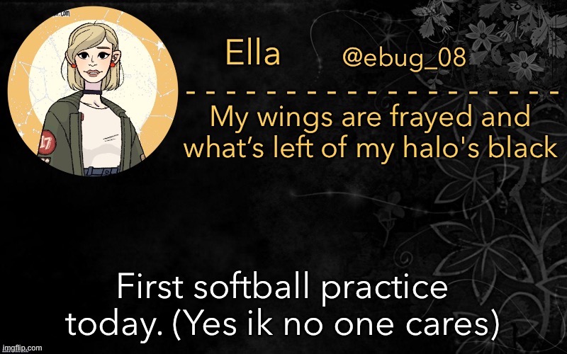 More like skill evals but whatever lmao (I mean this in a good way FYI) | First softball practice today. (Yes ik no one cares) | image tagged in ebug 11 | made w/ Imgflip meme maker