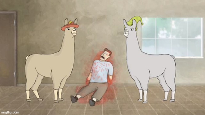 Llamas with hats dead guy | image tagged in llamas with hats dead guy | made w/ Imgflip meme maker