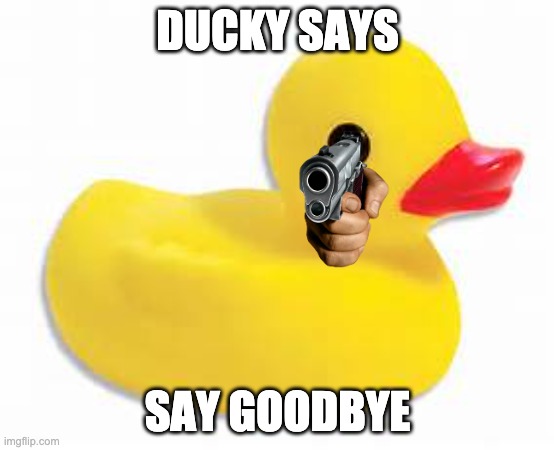 rubber ducky | DUCKY SAYS SAY GOODBYE | image tagged in rubber ducky | made w/ Imgflip meme maker