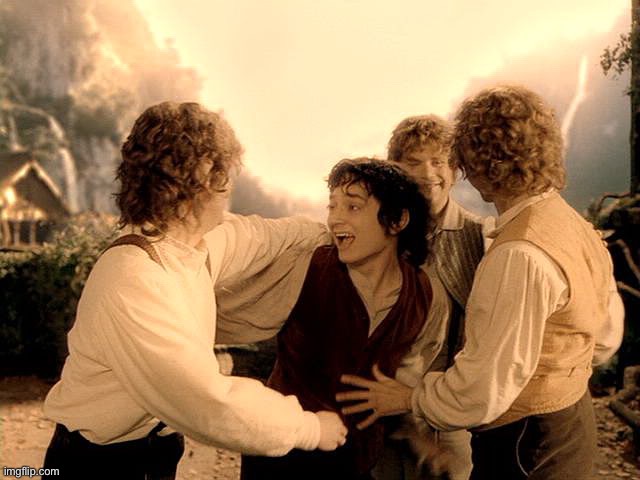 Glee-filled Frodo - Rivendell Reunion | image tagged in glee-filled frodo - rivendell reunion | made w/ Imgflip meme maker