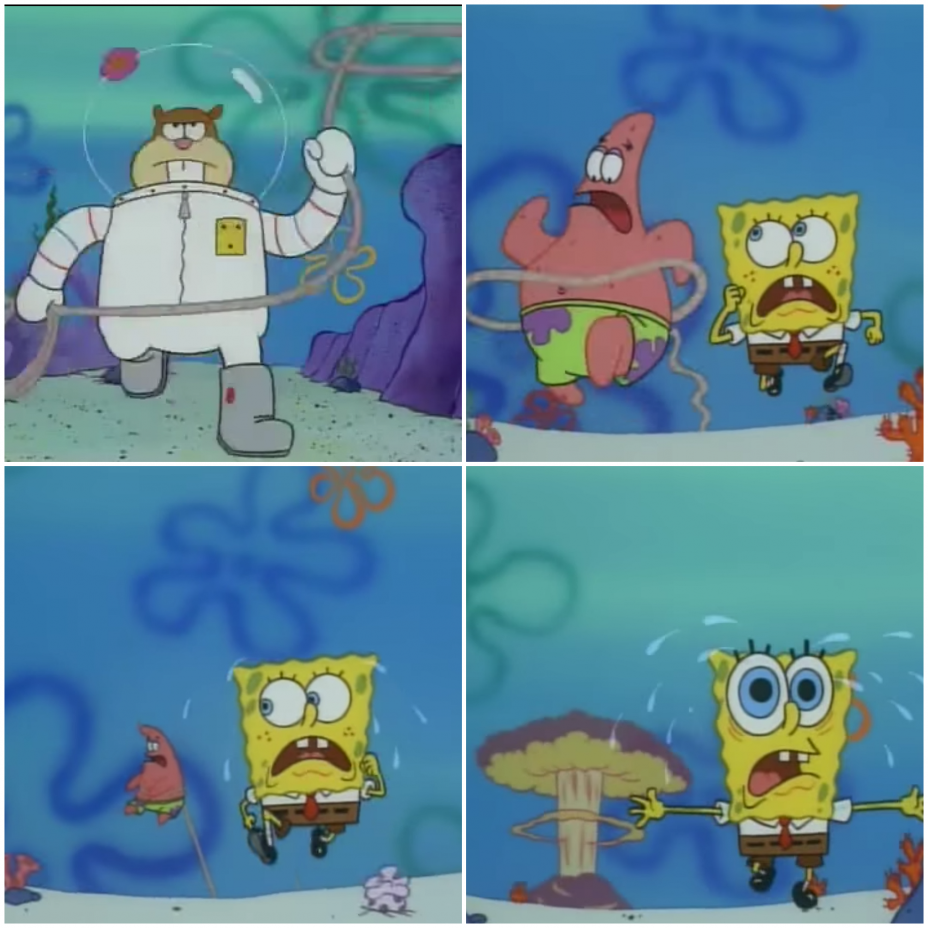 High Quality Sandy chasing Spongebob Blank Meme Template