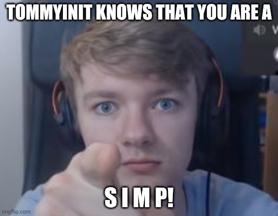 Lol idk | TOMMYINIT KNOWS THAT YOU ARE A; S I M P! | made w/ Imgflip meme maker