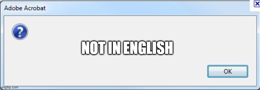 Error Message | NOT IN ENGLISH | image tagged in error message | made w/ Imgflip meme maker