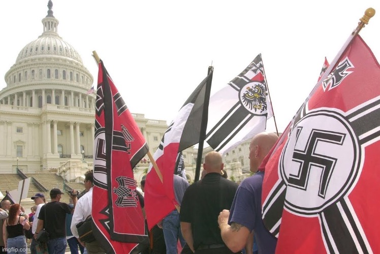 Nazis neo-nazi flags parade Capitol Washington DC | image tagged in nazis neo-nazi flags parade capitol washington dc | made w/ Imgflip meme maker