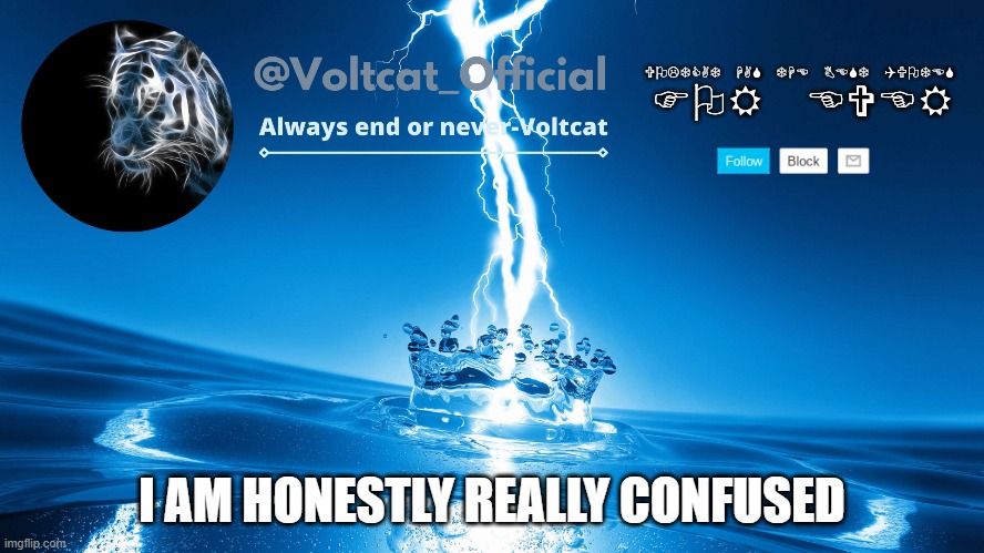Voltcat new template | I AM HONESTLY REALLY CONFUSED | image tagged in voltcat new template | made w/ Imgflip meme maker