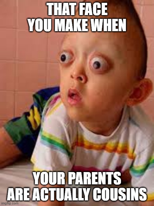 sorry if this is a repost | THAT FACE YOU MAKE WHEN; YOUR PARENTS ARE ACTUALLY COUSINS | image tagged in memes,lol | made w/ Imgflip meme maker
