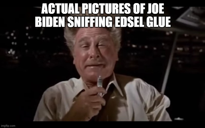 Airplane Sniffing Glue | ACTUAL PICTURES OF JOE BIDEN SNIFFING EDSEL GLUE | image tagged in airplane sniffing glue | made w/ Imgflip meme maker