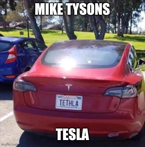 Mike Tysons Tesla | MIKE TYSONS; TESLA | image tagged in mike tyson,tesla,funny | made w/ Imgflip meme maker