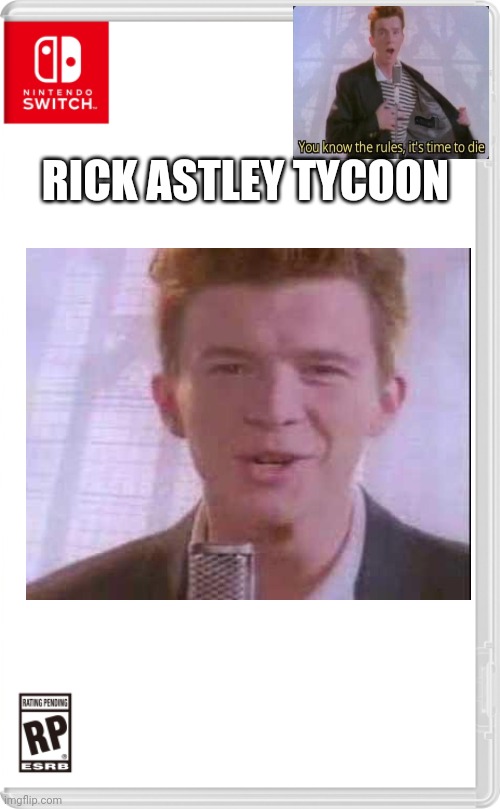 Buy it for 10 dolars | RICK ASTLEY TYCOON | image tagged in nintendo switch cartridge case | made w/ Imgflip meme maker