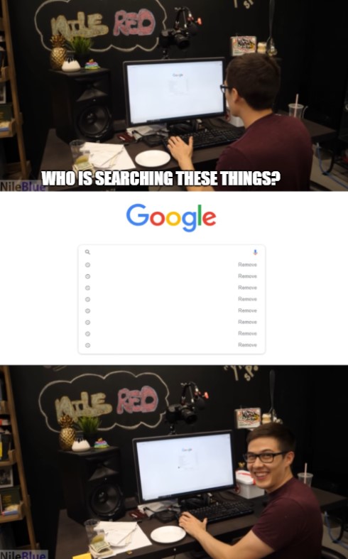 High Quality who is searching these things Blank Meme Template