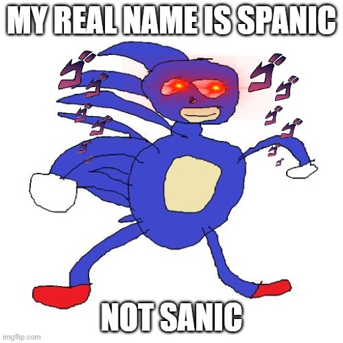 Sanic | MY REAL NAME IS SPANIC; NOT SANIC | image tagged in sanic | made w/ Imgflip meme maker