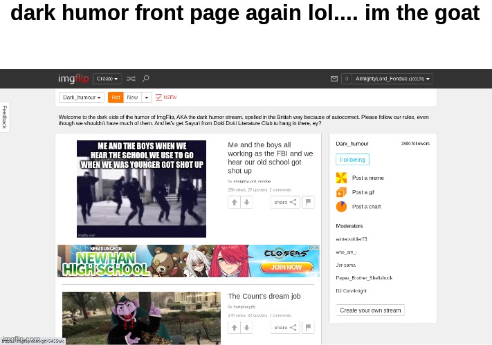 Easyyyyyyyyyyyyy | dark humor front page again lol.... im the goat | made w/ Imgflip meme maker