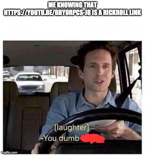 You dumb bitch | ME KNOWING THAT HTTPS://YOUTU.BE/BBYORPCS-J8 IS A RICKROLL LINK | image tagged in you dumb bitch | made w/ Imgflip meme maker