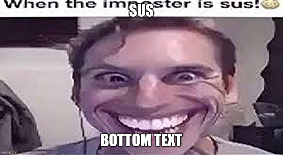 bottom text | SUS; BOTTOM TEXT | image tagged in sussy | made w/ Imgflip meme maker