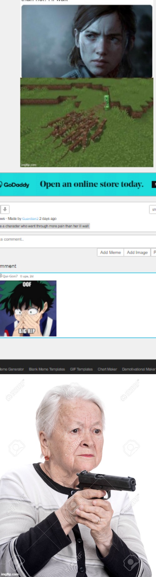 NO ANIME | image tagged in grandma gun | made w/ Imgflip meme maker