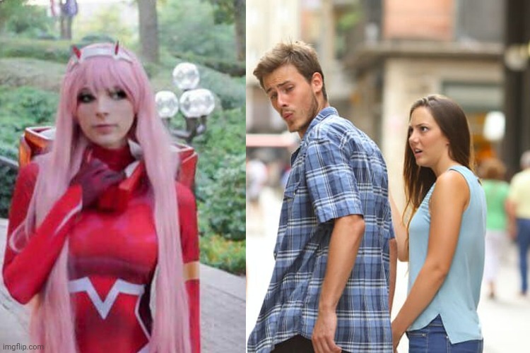 Let's mix! | image tagged in memes,distracted boyfriend,darling in the franxx,zero two,02,mix | made w/ Imgflip meme maker