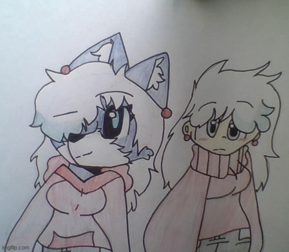 SO the day I first made Cloudy, and When she needed clothes, I drew her side by side in MAYBE making her human-This is redraw | made w/ Imgflip meme maker