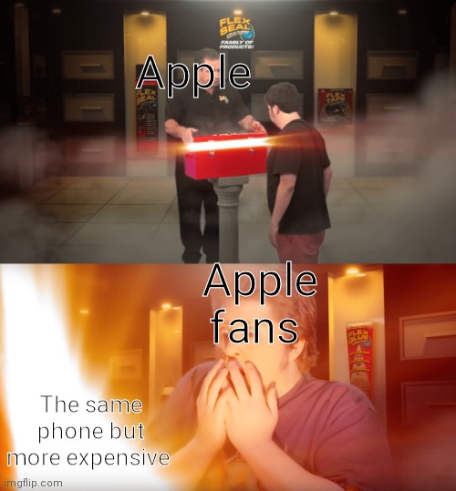 Jon Tron Box | Apple; Apple fans; The same phone but more expensive | image tagged in jon tron box | made w/ Imgflip meme maker