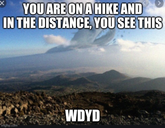 part 4 of giants rp, Behemoth | YOU ARE ON A HIKE AND IN THE DISTANCE, YOU SEE THIS; WDYD | made w/ Imgflip meme maker