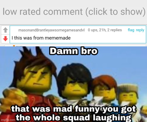 Really. This is irritating. | image tagged in low-rated comment imgflip,damn bro you got the whole squad laughing | made w/ Imgflip meme maker