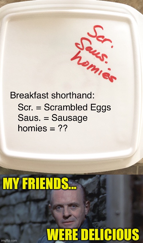 When You Have A ‘Brunch’ Of Friends | MY FRIENDS... WERE DELICIOUS | image tagged in dr lecter,breakfast,homies,brunch,friends | made w/ Imgflip meme maker